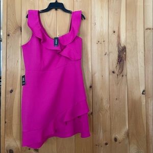 Sleeveless Ruffle Sheath Dress.  Side zipper.